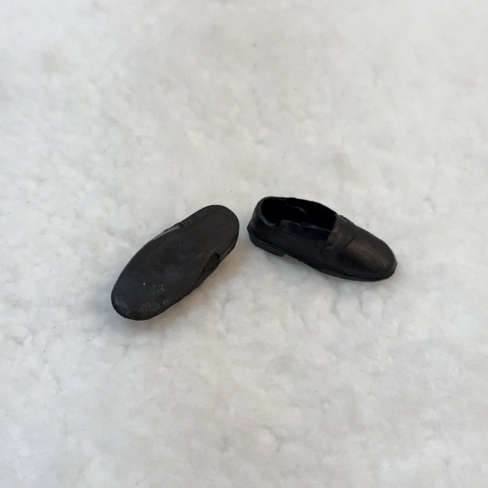 Vintage Barbie Ken Black Loafer Shoes Slip‎ On Doll Footwear Mattel Accessory